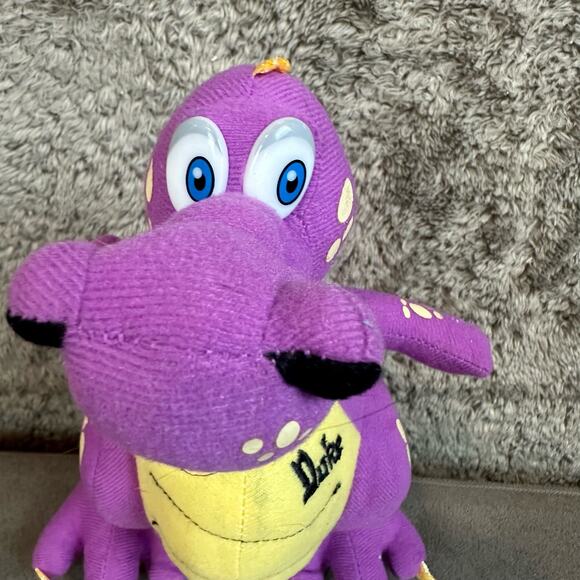 Vintage Petting Zoo Plush Duke Dinosaur Dragon Purple Yellow Standing 1994 - Picture 5 of 11